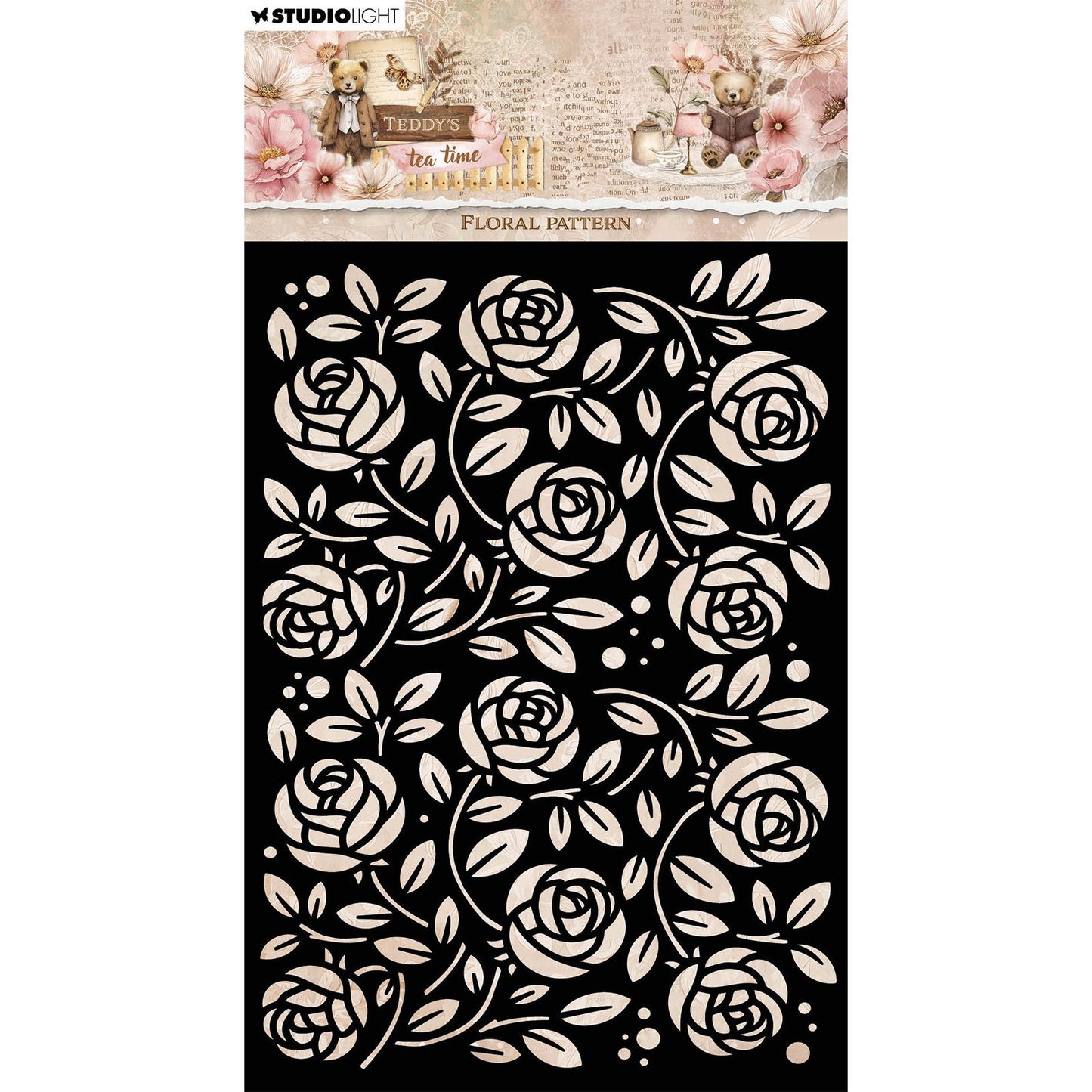 Studiolicht • Teddys Teezeitmaskenschablone mit Blumenmuster