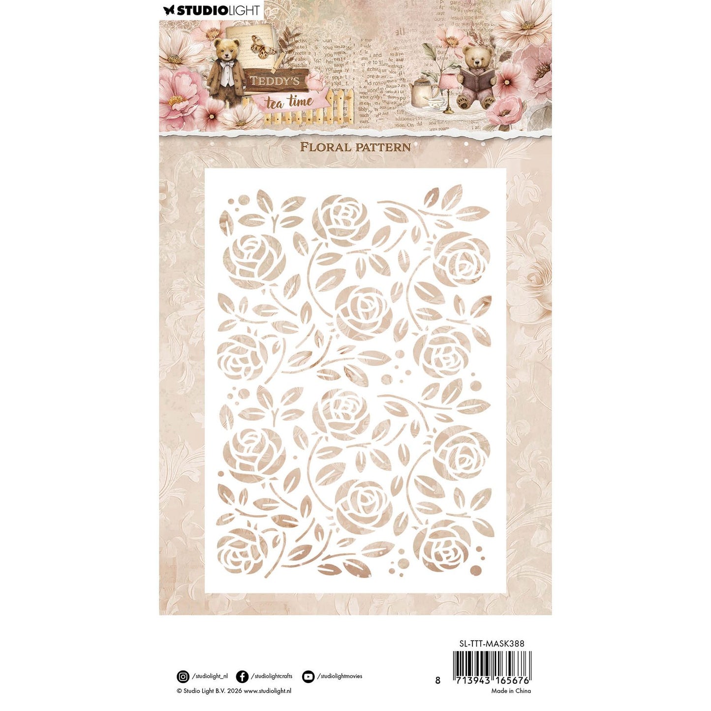 Studiolicht • Teddys Teezeitmaskenschablone mit Blumenmuster