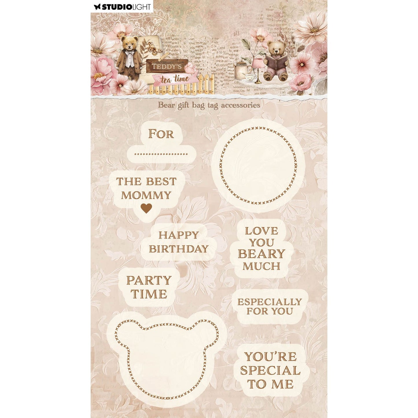 Studiolicht • Teddy's Tea Time Clear Stamp Bär Geschenktütenanhänger Zubehör