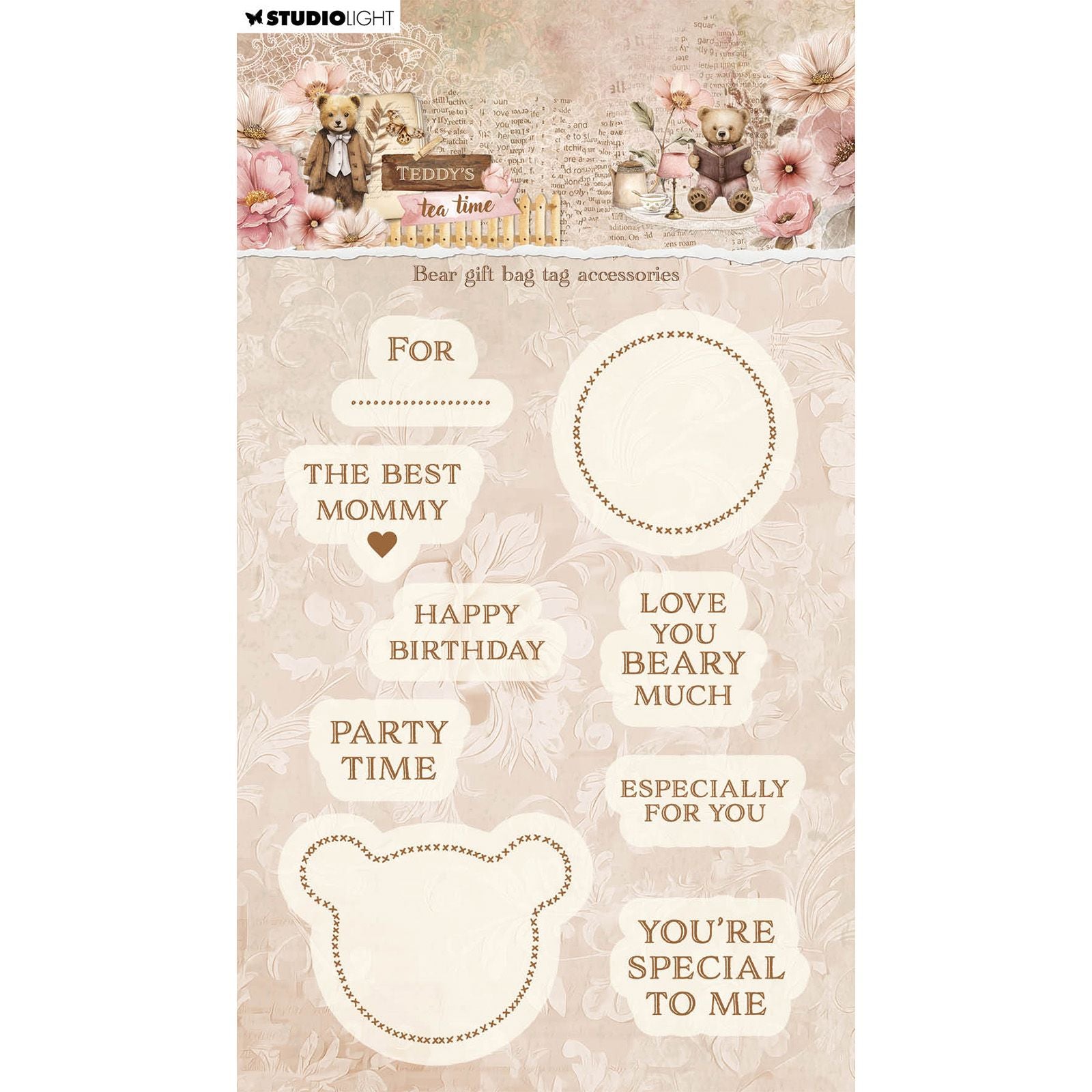 Studiolicht • Teddy's Tea Time Clear Stamp Bär Geschenktütenanhänger Zubehör