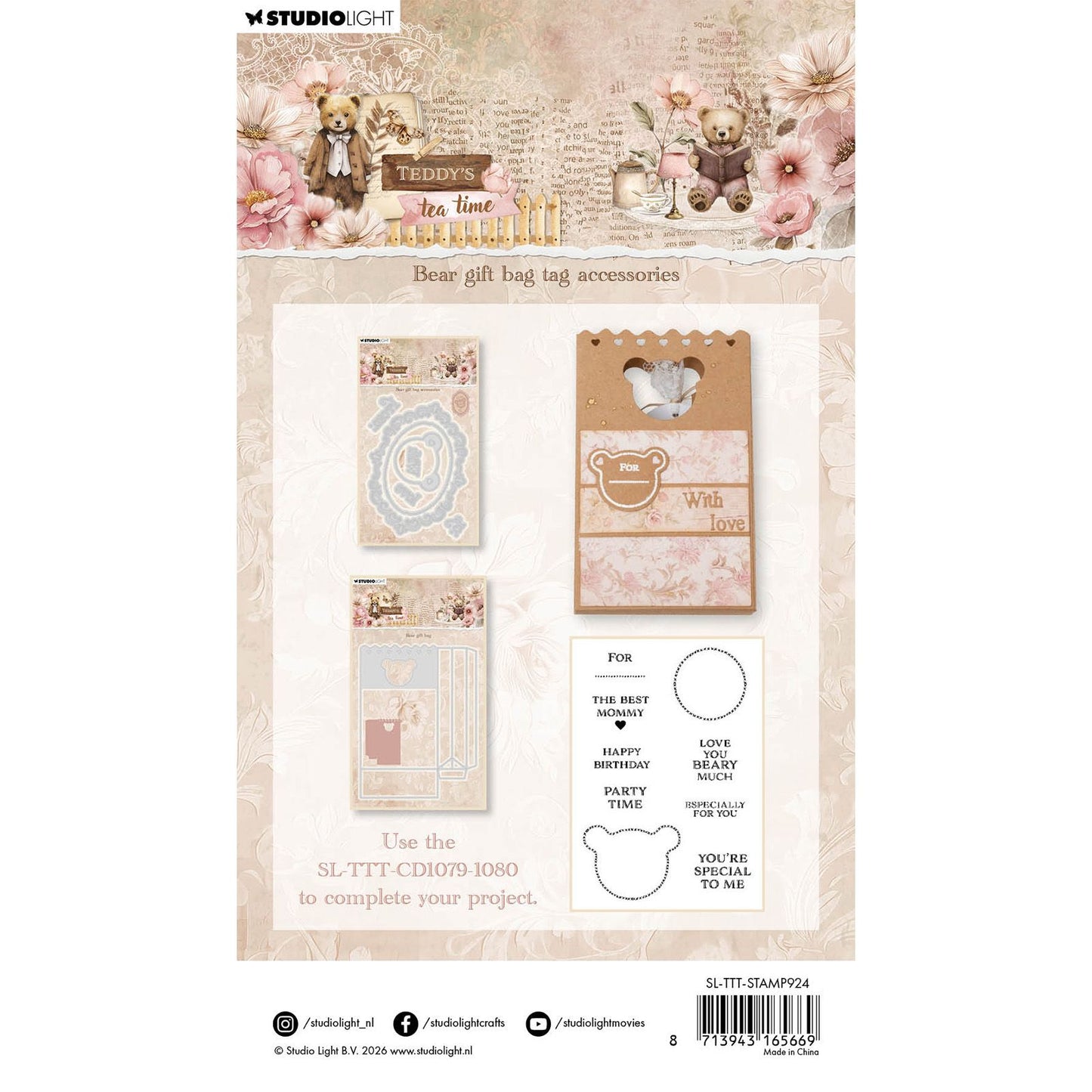 Studiolicht • Teddy's Tea Time Clear Stamp Bär Geschenktütenanhänger Zubehör