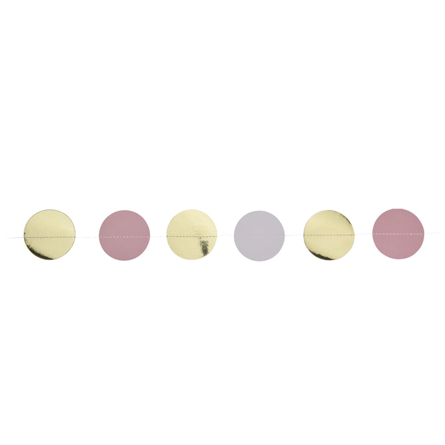 Girlande Konfetti rosa weiß gold 200cm 2 Stück