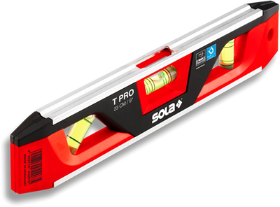 Sola Aluminium-Kunststoff-Torpedo-Wasserwaage T Pro Magn. 23 cm 3 Fläschchen (Gerüst) – 01430701