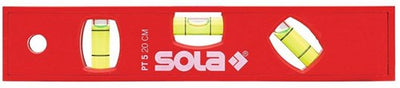 Sola Kunststoff-Wasserwaage Pt5 20, 20 cm, 3 Fläschchen, Hobby, Rot – 01430201 – 01430201