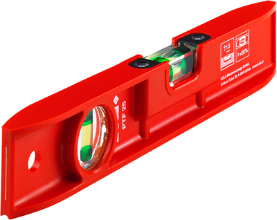 Sola Kunststoff-Wasserwaage PTF25 25 cm 2 Fläschchen 1,00 mm m rot – 01412201