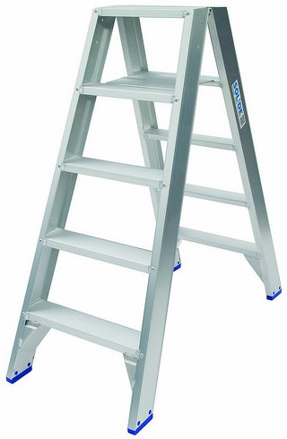 Massive Profi-Doppeltreppe 2x5 Stufen massiv - dt05
