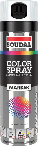 Soudal Farbmarkerspray 500 ml | weiß (kein Fluo) – 157389