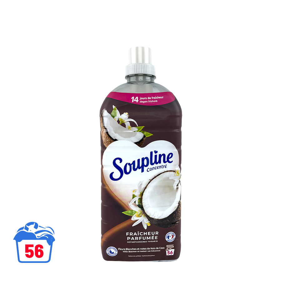 Soupline Weichspüler, parfümierte Frische, weiße Blumen und Kokosnussnoten, 1200 ml