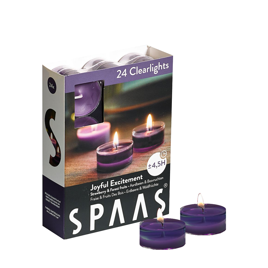 Spaas duftende Teelichter, klare Lichter, fröhliche Aufregung, 24 Stück