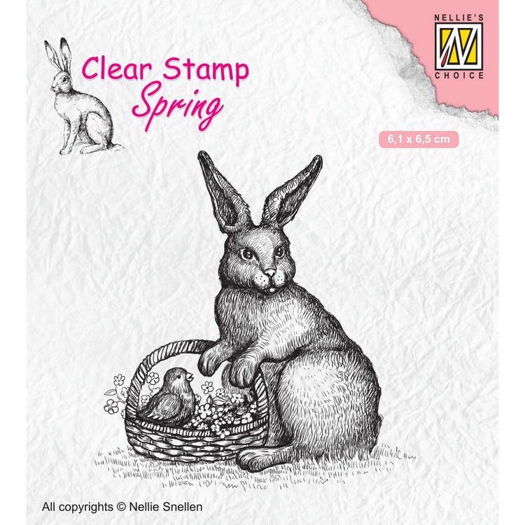 Nellies Wahl • Frühlings-Klarstempel „Osterhase mit Korb“.