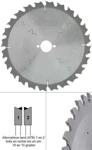 Spero 230 mm Holz-TCT-Sägeblatt 24 Zähne – Bohrung 30 mm – spw-230-24-30