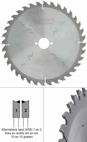 Spero 250 mm Holz-TCT-Sägeblatt 36 Zähne – Bohrung 30 mm – spw-250-36-30