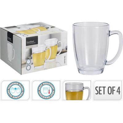 Exzellentes Haushalts-Teeglas Set, gehärtetes Glas, 4 Stück, 400 ml