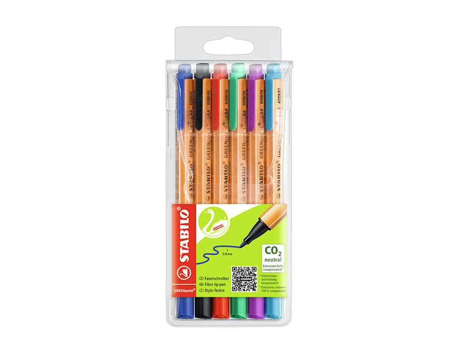 Stabilo Greenpoint 0,8 mm Filz -Tip -Stifte, 6st.