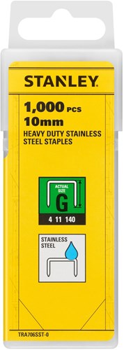 Stanley Handwerkzeuge Edelstahl-Klammern 10 mm | Typ g | 1000 Stück - tra706sst-0