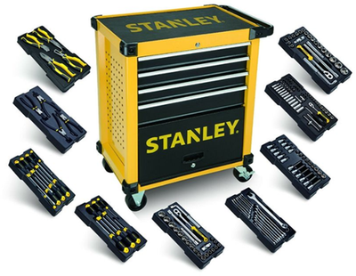 Stanley stht0-80442 | Werkzeugwagen | 4 Schubladen – gefüllt mit 9 Modulen – stht0-80442