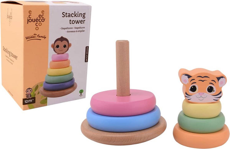 Cilgro Jouéco The Wildies Family Stack Tower in lustigen Farben 14 cm hoch