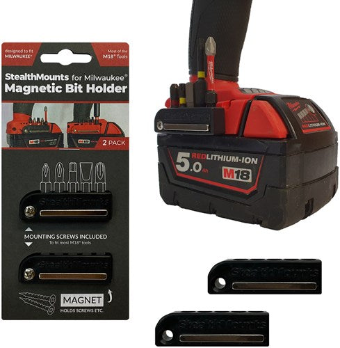 Stealth Mounts Bithalter für Milwaukee M18 | schwarz | 2 Stück - bra-mw18-blk-2