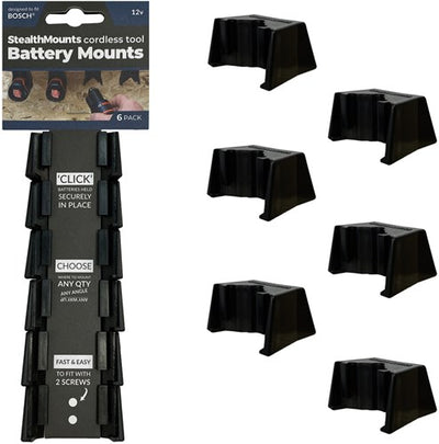 Stealthmounts bm-bo108-blk-6 Batteriehalter für Bosch 10,8 12 V | schwarz | 6er-Pack – bm-bo108-blk-6