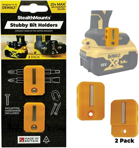 Stealth Mounts Stubby Bithalter für Dewalt | gelb | 3 Stück – BH-DW-S-Yelw