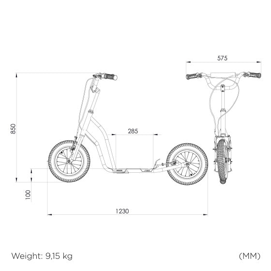 Stiga Sport Air Scooter 12 Zoll Autoped Stiefschwarz