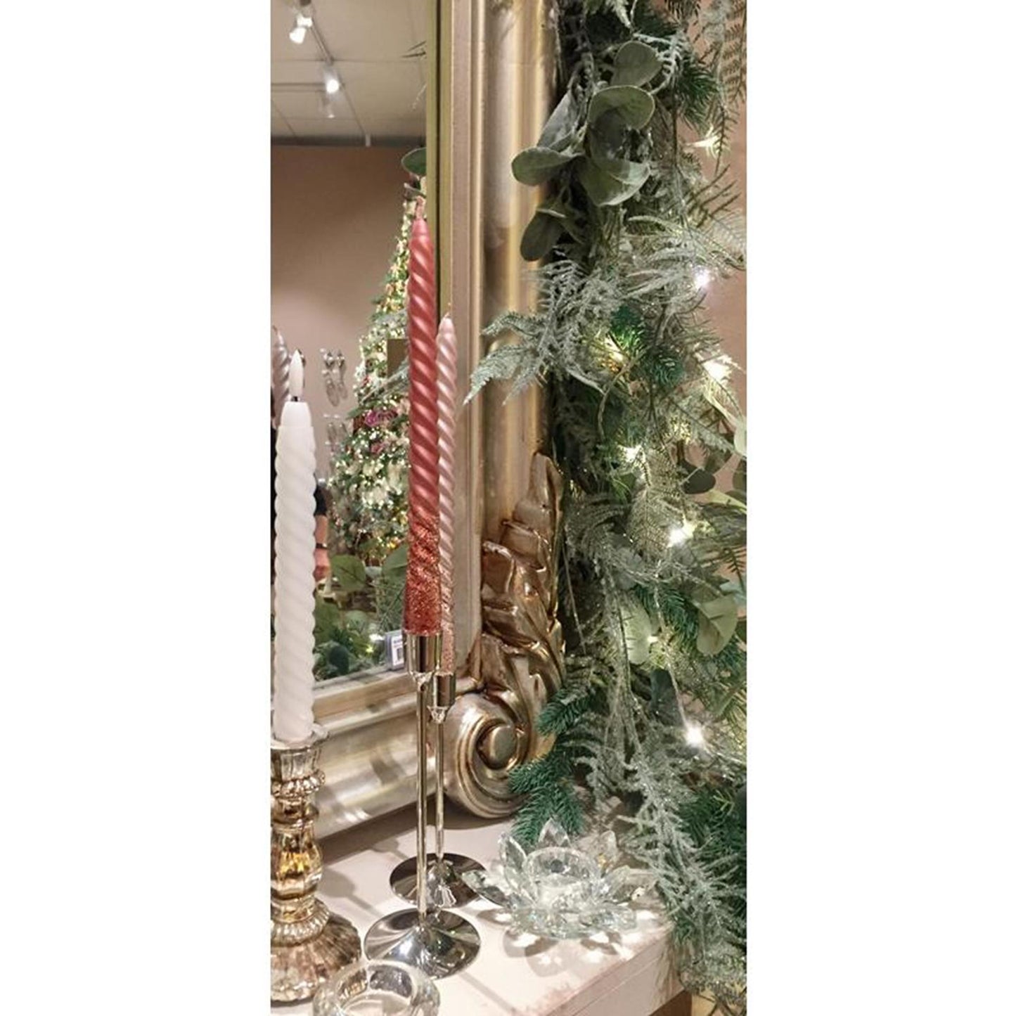 Decoris Tafelkerzenwirbel Ochsenblut-Glitzer 2 Stk
