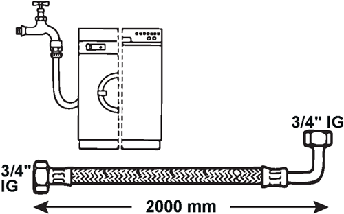 Cornat Waschmaschinen-Zulaufschlauch 2m00 Edelstahl – T357215