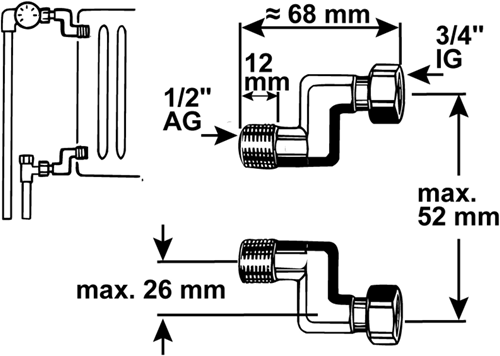 Cornats Anschluss für Heizkörper 1 2x3 4 - t591517