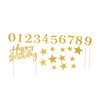 Kuchendekorationsset Goldglitter Happy Birthday 42-teilig