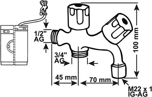 Cornat Waschmaschinen-Kombi-Eckventil 1 2 – tec304904