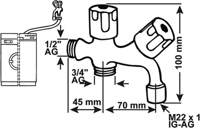 Cornat Waschmaschinen-Kombi-Eckventil 1 2 – tec304904
