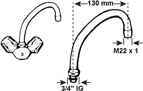 Cornat schwenkbarer Hu-Auslauf 130 mm – tec316002