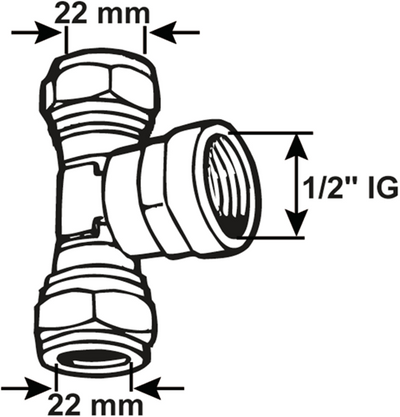 Cornat Kompressionskupplung MS T-Stück 22x1 2x22mm - tec583696