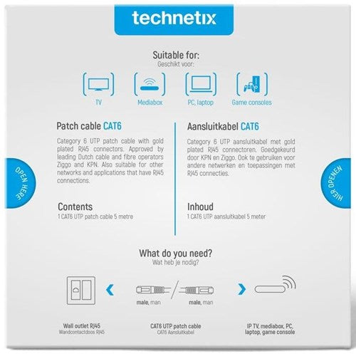 Technetix Patchkabel UTP Cat6 5 m weiß – 2077010