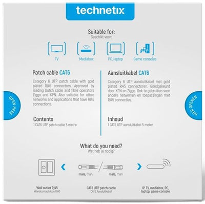 Technetix Patchkabel UTP Cat6 5 m weiß – 2077010