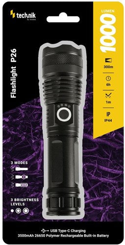Technik LED-Taschenlampe wiederaufladbar Zoom 1000 Lumen – 5720110