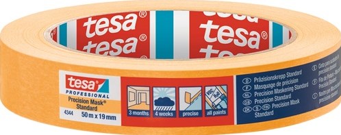 Tesa Präzisions-Abdeckband | glatt | hellbeige | Länge 50 m | Breite 19 mm | Rad | 8 Stück - 04344-00004-00 04344-00004-00