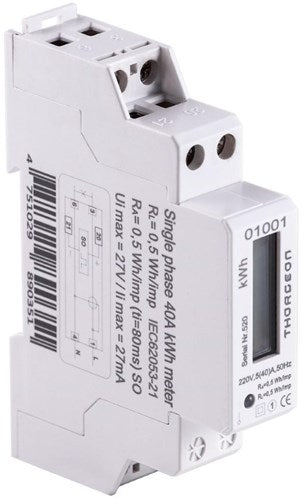 Thorgeon kWh-Zähler 1-phasig digital 40a + Impuls - 4518250