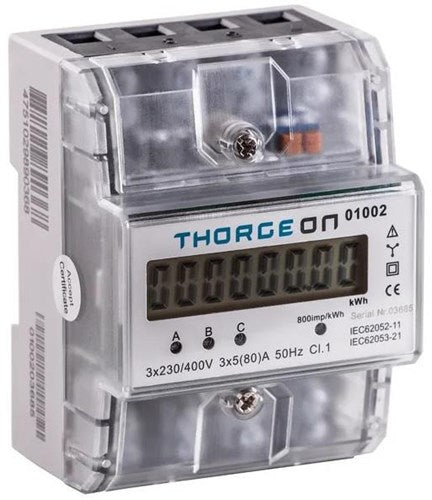 Thorgeon kWh-Zähler 3-phasig digital transparent 80a + Impuls - 4518255