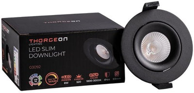 Thorgeon LED-Einbaustrahler 8,2W dimtowarm 96mm rund verstellbar schwarz - LED4681