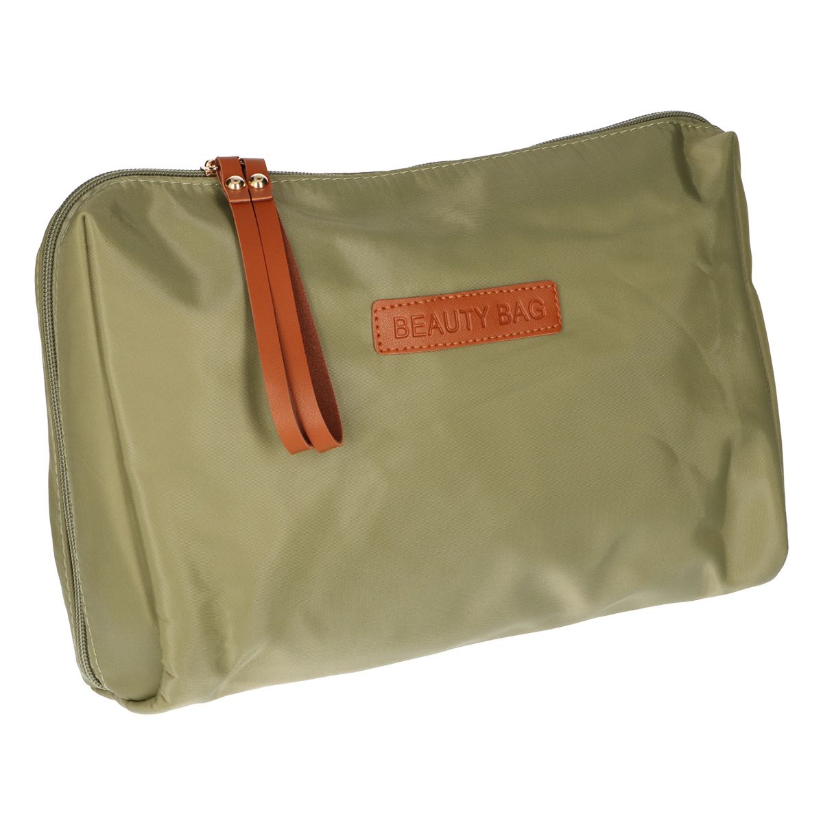 Reisender Toilettenbag Schönheitstasche grün braun 30 cm x 20 cm