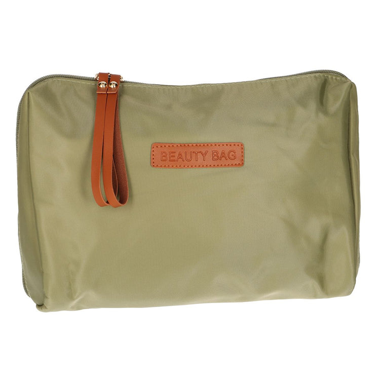 Reisender Toilettenbag Schönheitstasche grün braun 30 cm x 20 cm