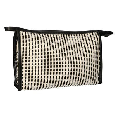 Reisende Toilettenbeutel Streifen schwarze Creme 30x20 cm