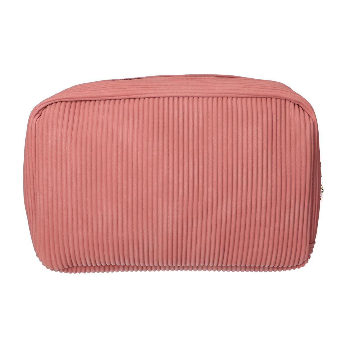 Reisender Toilettenbeutel Rippenstoff wasserdicht rosa 28x17cm