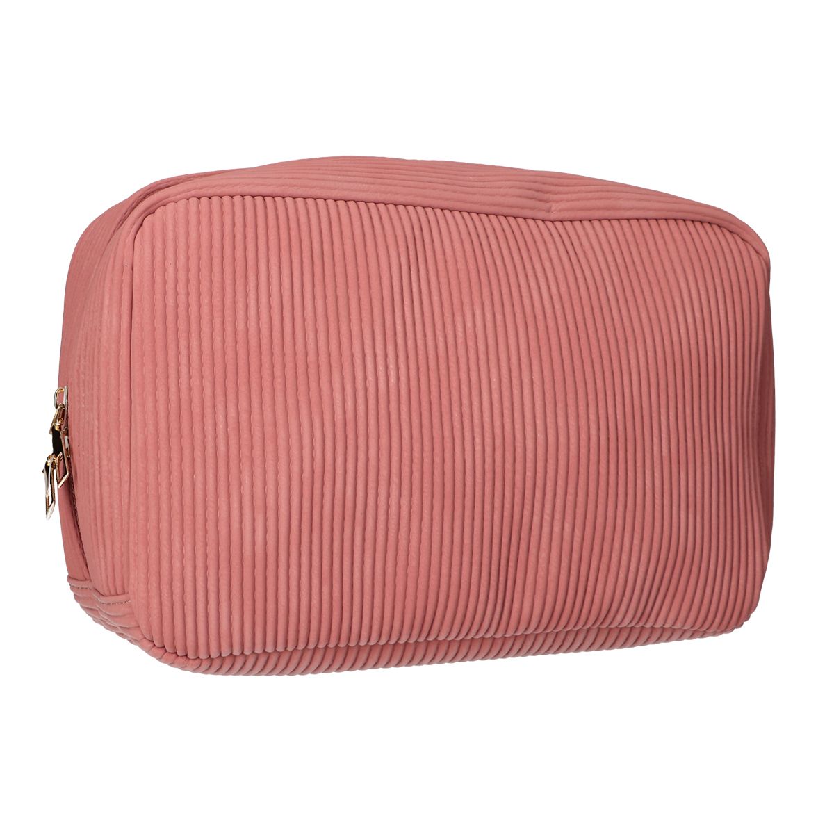 Reisender Toilettenbeutel Rippenstoff wasserdicht rosa 28x17cm