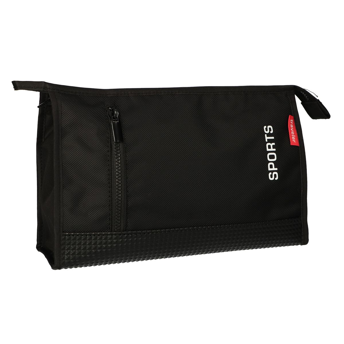 Reisender Toilettenbag Gummi schwarz 35x24cm