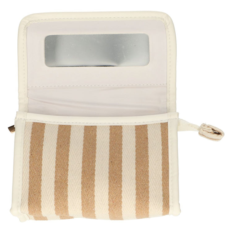 Traveller Spiegeltasche Sommer Khaki gestreift 17cm x 11cm