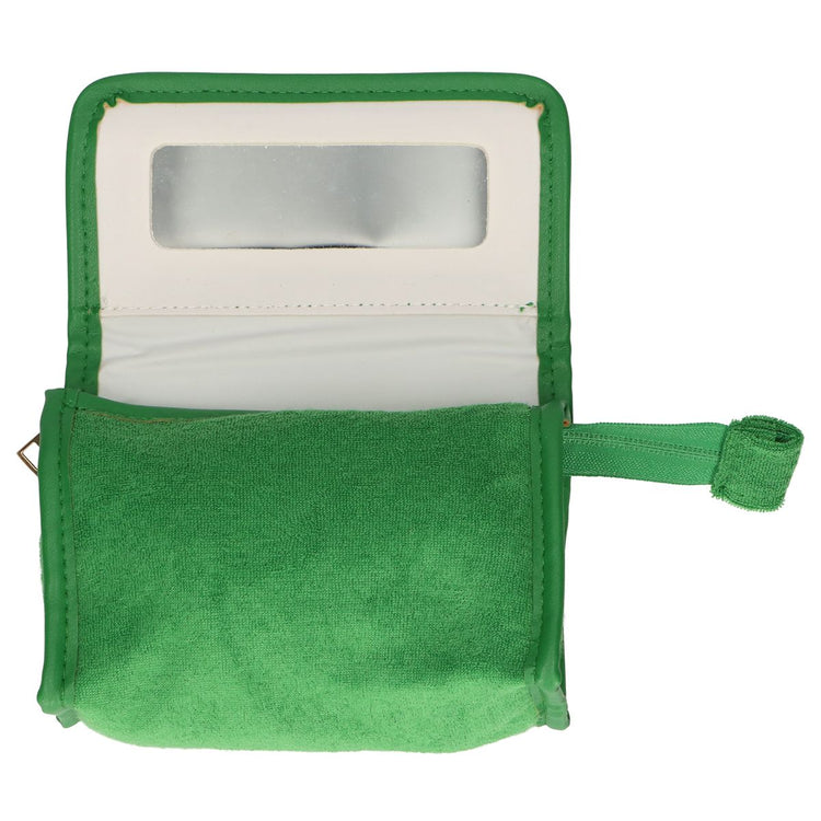 Reisespiegeltasche Frottee grün 16,5cm x 12cm