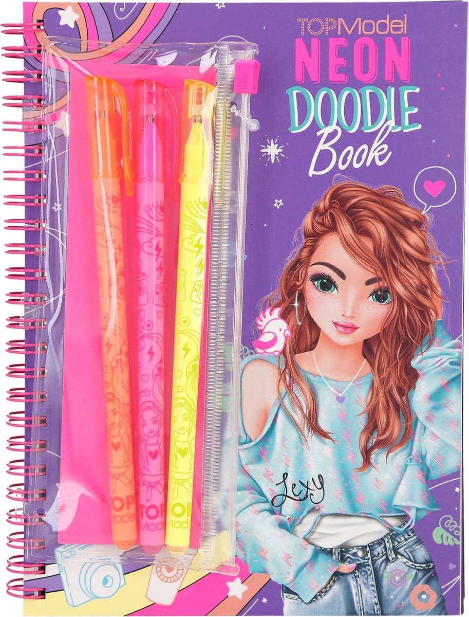 Top -Modell Neon Doodle Malbuch mit Neonmarkierungen