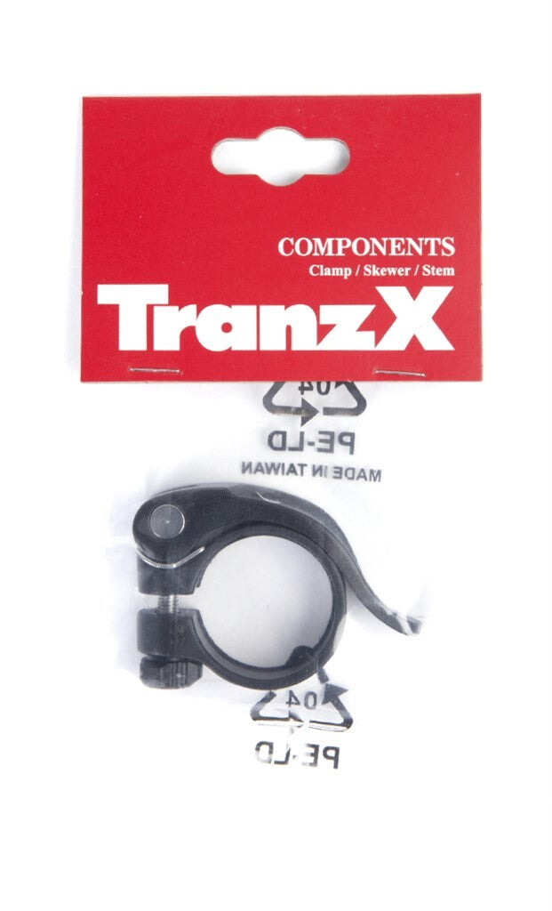 Tranzx Sattelstützenklemme mit Schnellspanner 31,8ø schwarz auf Karte